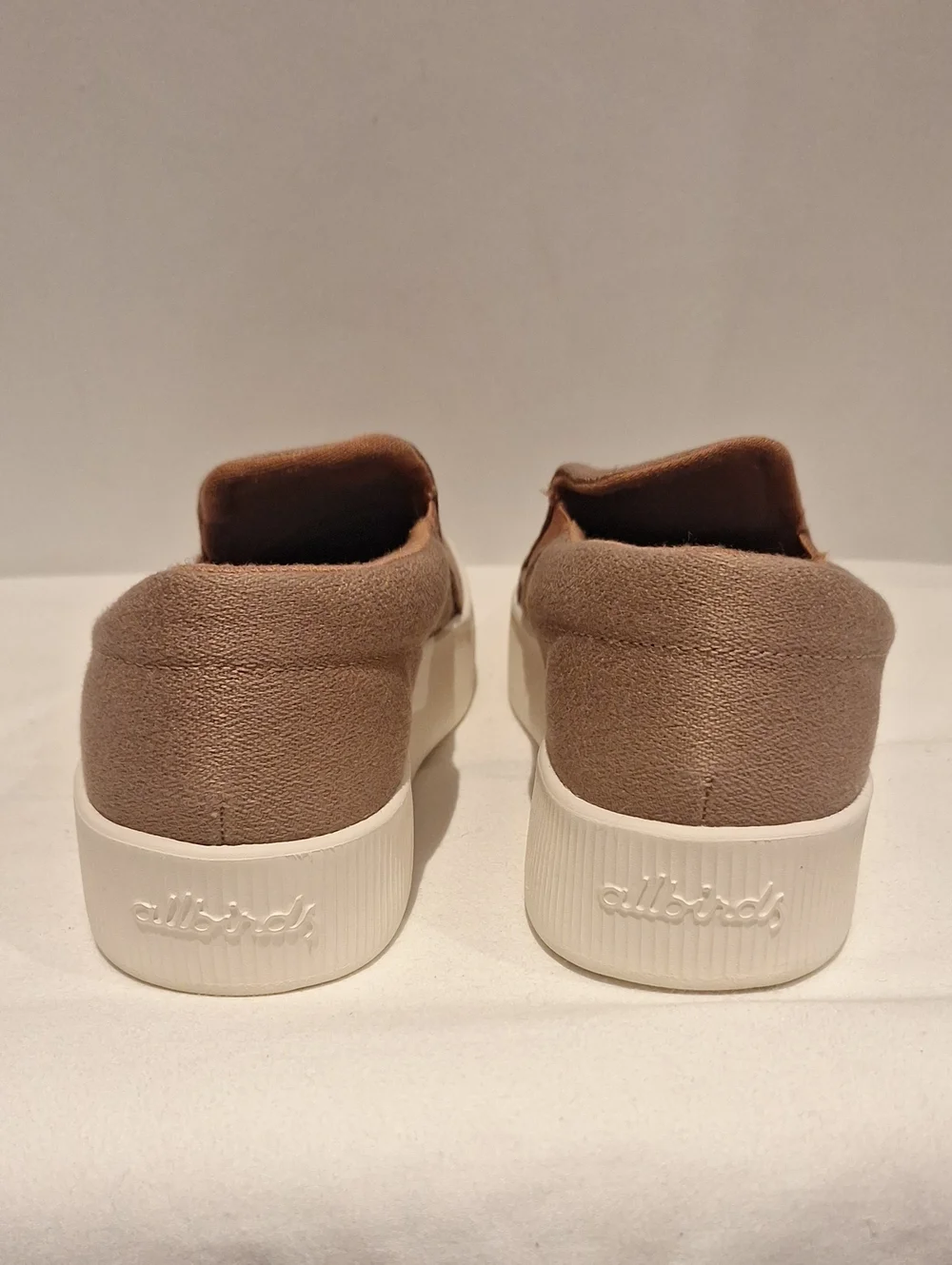 allbirds Women's Lounger Slip-On Loafers in Taupe with White Platform Sole